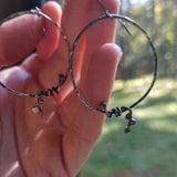 Berry Vine Hoop Earrings in Recycled Sterling Silver with Copper Accents