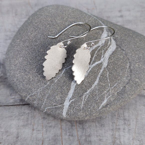 Small Fir Cone Dangle Earring in Recycled Silver