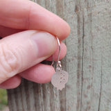 Tiny Flat Silver Pomegranate Dangle Earring--Brushed Recycled Silver