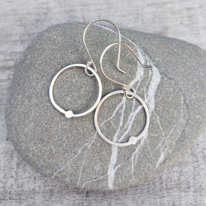 Flattened Drop Small Hoops in Recycled Sterling Silver