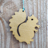 Folk Squirrel Wooden Ornament Laser Cut Wood and Hand-painted