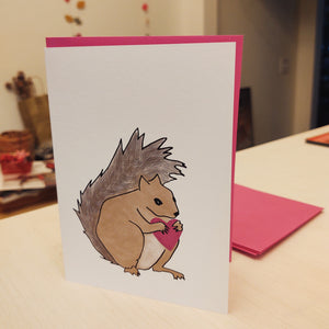 Love Squirrel Digital Artwork on Acid Free Card Blank with Envelope
