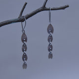 Four Petals Dangle Earring Oxidized Recycled Sterling Silver