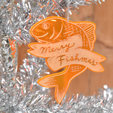 Merry Fishmas Acrylic Ornament with Gold Details