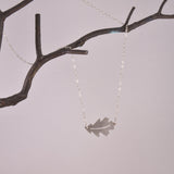 Oak Leaf Necklace in Brushed Recycled Silver