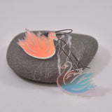 Party Swans Earring in Iridescent Acrylic on Oxidized Sterling Silver Hooks