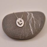 Oval Charm Tiny Necklace-- Snowdrop  Silver with Extender Chain