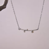 Sprout Branch Necklace-- Oxidized Recycled Silver