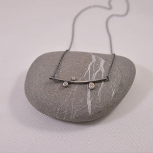 Sprout Branch Necklace-- Oxidized Recycled Silver