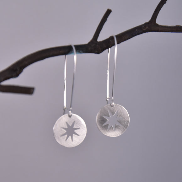 Starburst Earring Recycled Sterling Silver on Silver Hook (Copy)