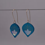 Onion Flower Earring in Frosted Teal Acrylic on Gold Filled Hooks