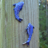 Wall Fish Pair in Cobalt Blue with Gold Lustre Set #2