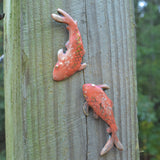 Wall Fish Pair in Orange with Gold Lustre Set #1