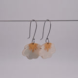 Art Nouveau Blossom Earring in Pearlescent Acrylic on Oxidized Sterling Silver Hooks
