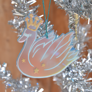 Party Swan Acrylic Ornament with Gold Details