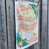 Vera's Trifle Recipe Holiday Towel Linen Cotton Blend