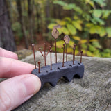 Prague Bridge in Dark Clay with Brass Leaves and Copper Sprouts