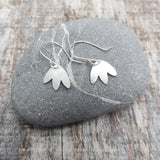 Tiny Mucha Leaf--Sterling Silver or Brushed Gold Filled Metal on Silver Earwires