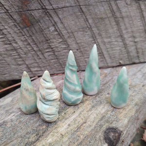 Set of 5 Tiny Trees Pair Pale Sage Green Cone Trees Set #1