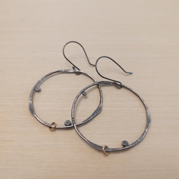 Sea Treasure Hoop Earrings in Recycled Sterling Silver with Gold Filled Accent