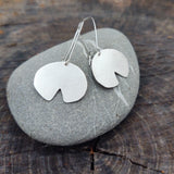 Large Lily Pad Dangle Earring Recycled Sterling Silver Leaf on Silver Hook
