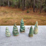 Set of 5 Tiny Trees Medium Green Assortment Cone Trees Set #3