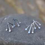 Angelica Studs Tiny Plant Earrings-- brushed silver