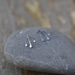 Angelica Studs Tiny Plant Earrings-- oxidized silver