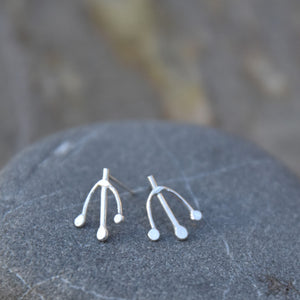 Angelica Studs Tiny Plant Earrings-- brushed silver