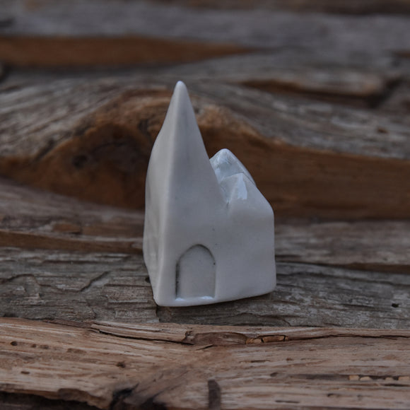Tiny Pointy House in Porcelain with Clear Glaze