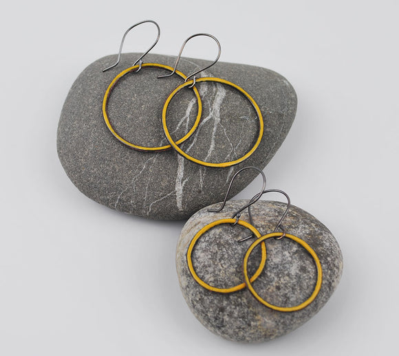 Goldenrod Enameled Hoops Large and Small Sizes
