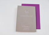 Crane Card in Grey and Purples Origami Paper Crane on a hand Screen Printed Card with Envelope