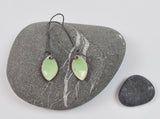Lichen Leaf Enameled Earring on Oxidized Silver Hook