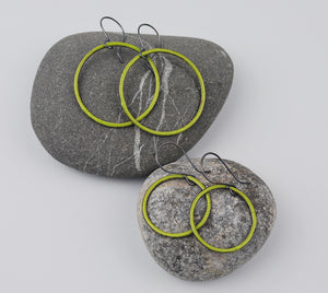 Lime Enameled Hoops Large and Small Sizes