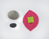 Embroidered Felt Brooch-- Hot Pink and Lime
