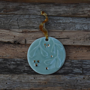 Mistletoe in Celadon Porcelain with Gold Lustre Ornament