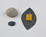 Embroidered Felt Brooch-- Mustard on Charcoal Grey