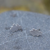 Oak Leaf Studs in Brushed Recycled Silver