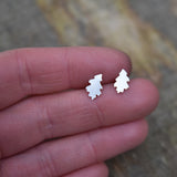 Oak Leaf Studs in Brushed Recycled Silver