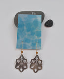 Pere Lachaise Pomegranate Earring in brushed oxidized silver on gold filled hooks