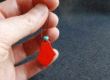 Red India Enameled Earring on Oxidized Silver Hook