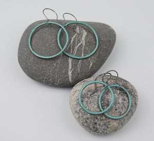 Seafoam Enameled Hoops Large and Small Sizes